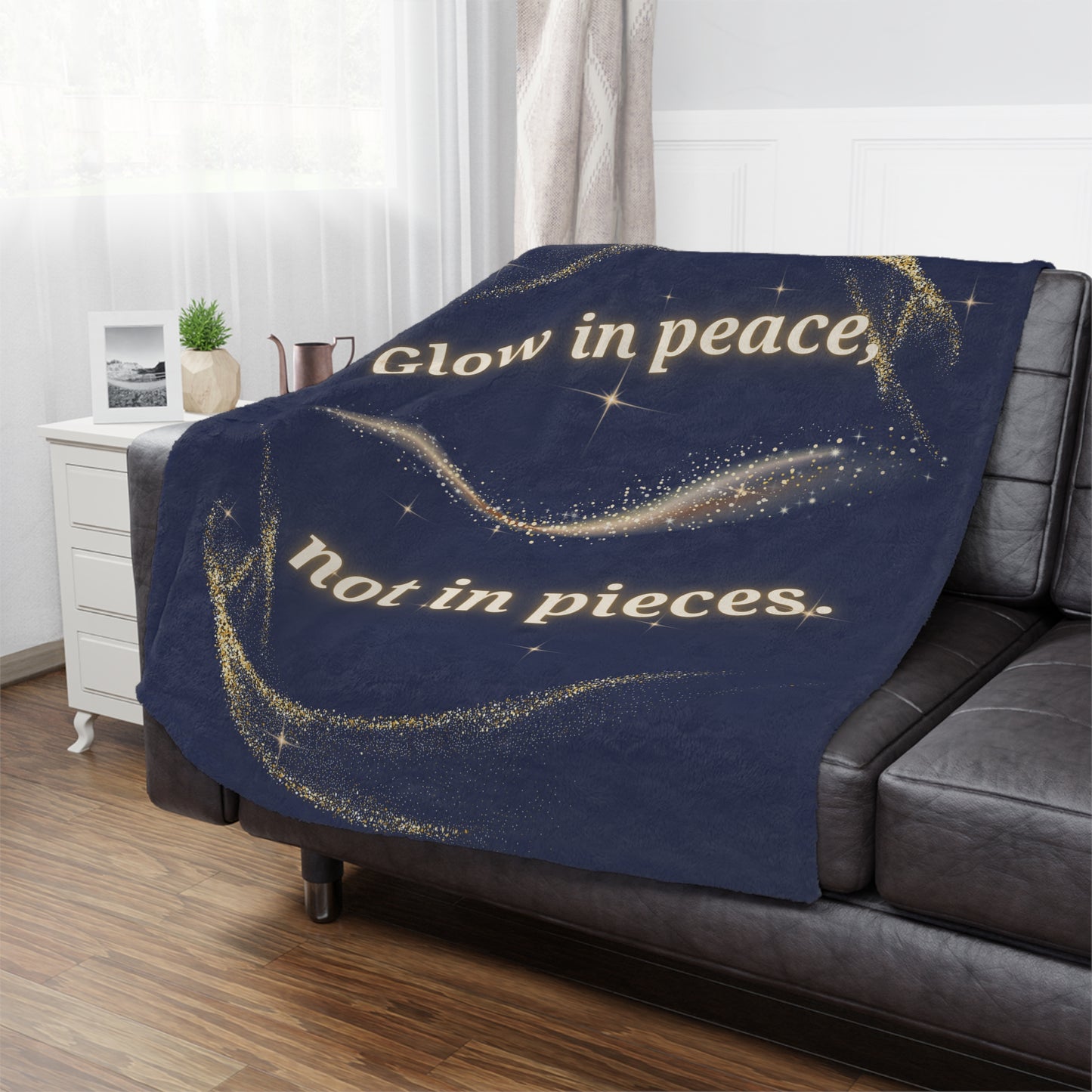 Glow in Peace™ Luxe Throw Blanket – Soft Minky Comfort for Meditation, Healing, Self-Care & Gifts – Navy Blue