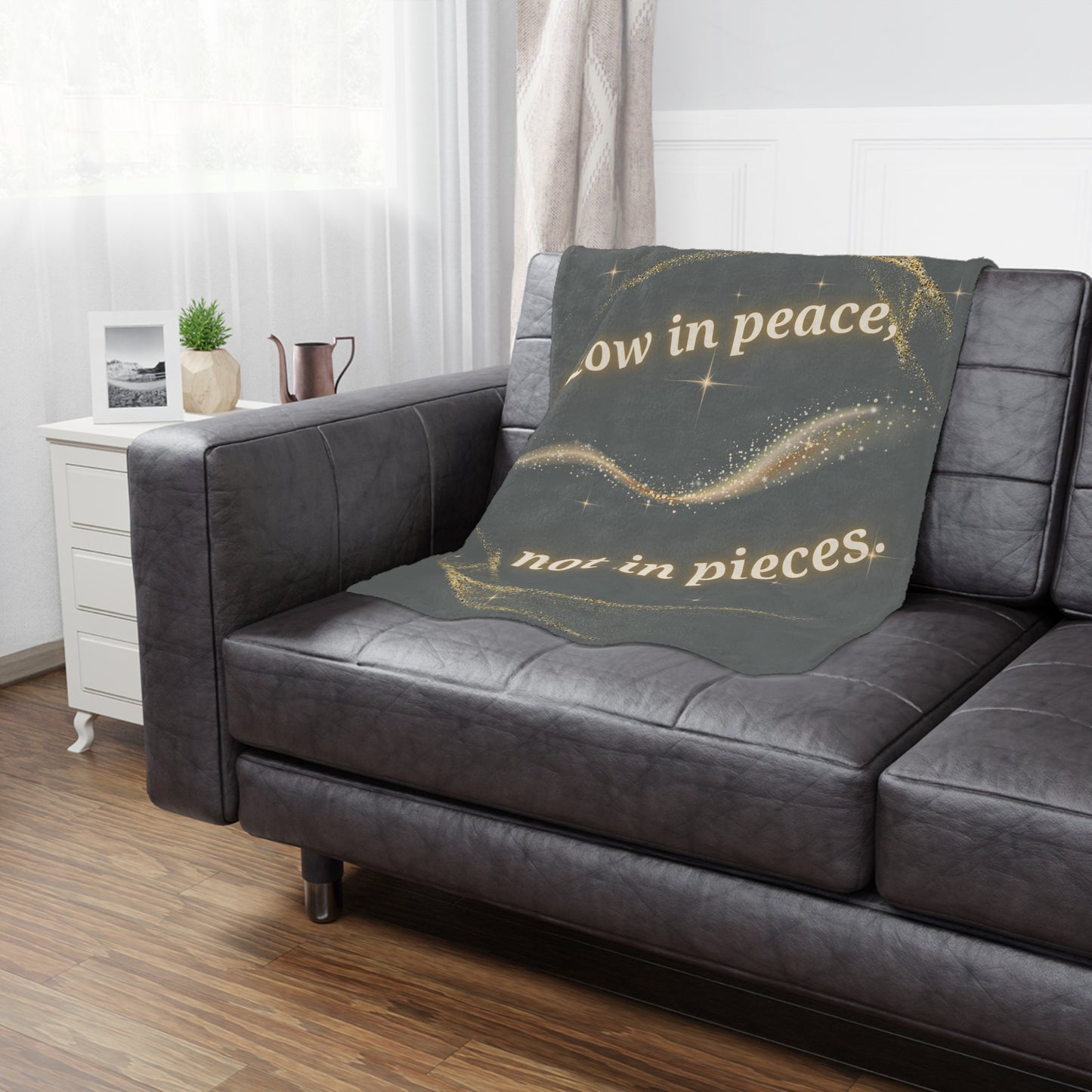 Glow in Peace™ Luxe Throw Blanket – Soft Minky Comfort for Meditation, Healing, Self-Care & Gifts – Charcoal Gray