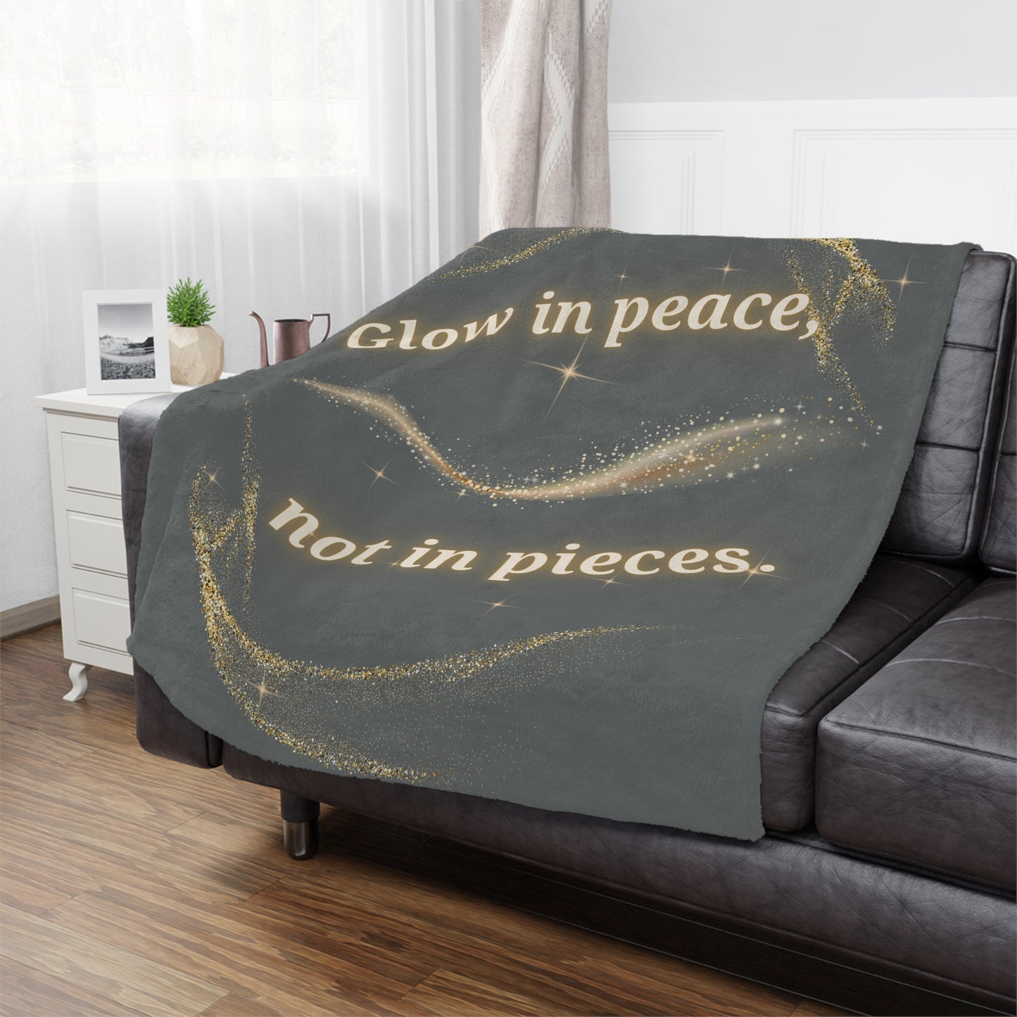 Glow in Peace™ Luxe Throw Blanket – Soft Minky Comfort for Meditation, Healing, Self-Care & Gifts – Charcoal Gray