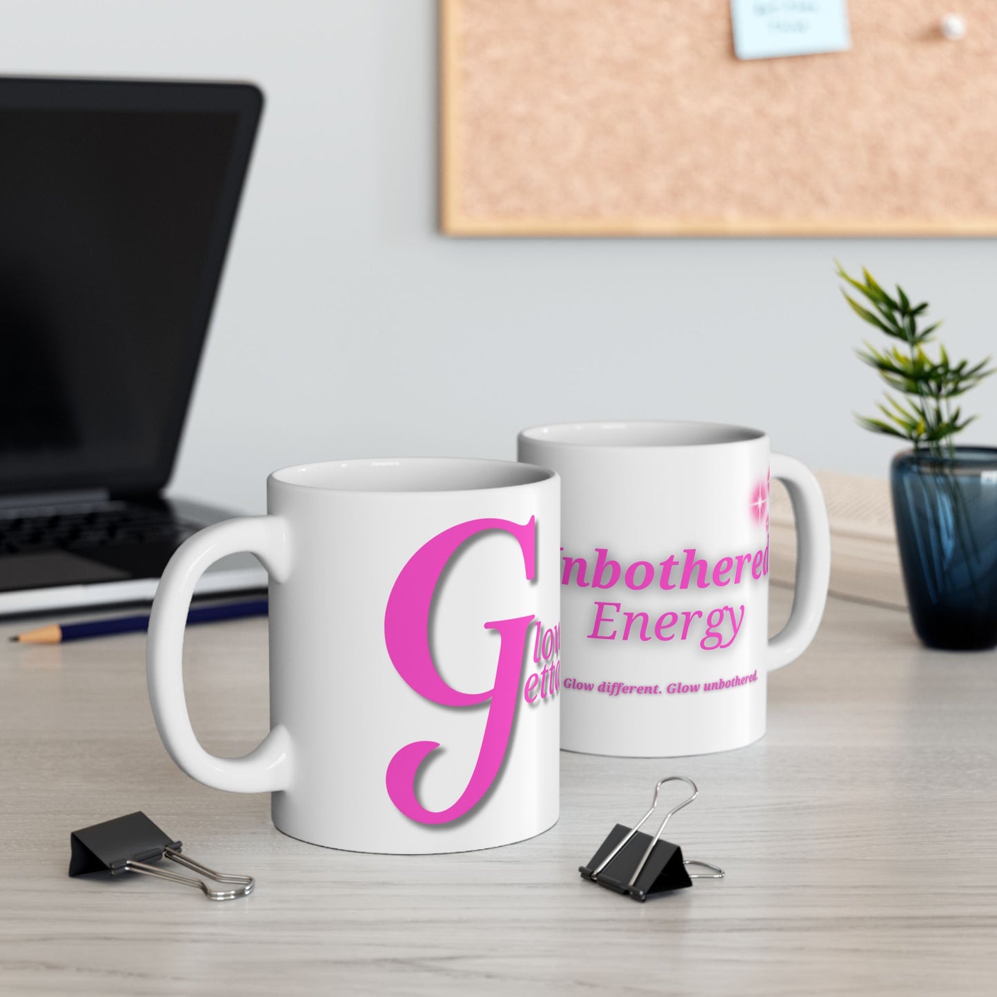 Glow Getta Mug – Unbothered Energy Edition (Pink Font) (Free Shipping)