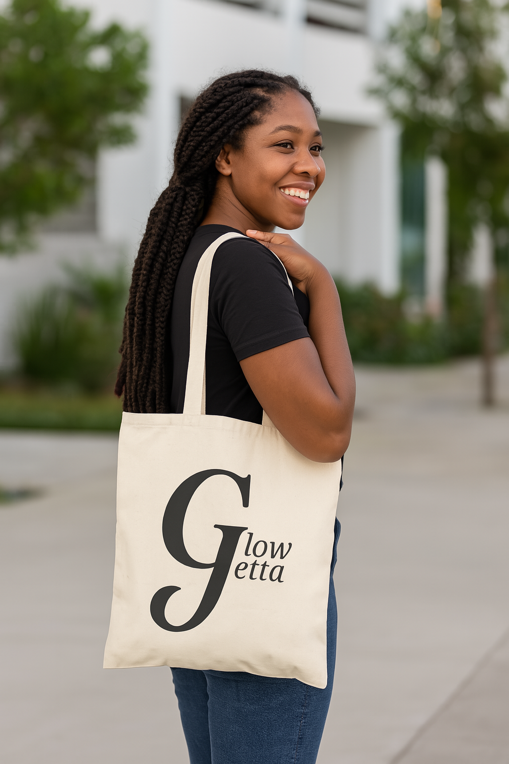 Glow Getta Tote Bag | Black-Owned Empowerment Bag | Reusable Canvas Bag for Women | Natural or Black | Gift for Her
