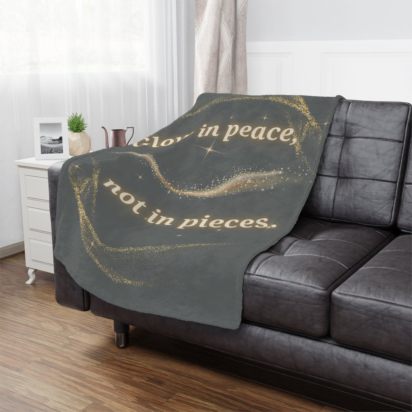 Glow in Peace™ Luxe Throw Blanket – Soft Minky Comfort for Meditation, Healing, Self-Care & Gifts – Charcoal Gray