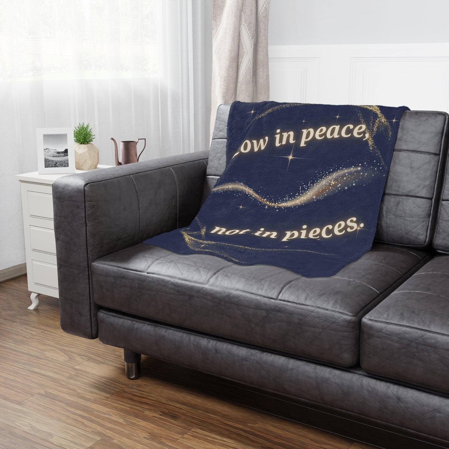 Glow in Peace™ Luxe Throw Blanket – Soft Minky Comfort for Meditation, Healing, Self-Care & Gifts – Navy Blue