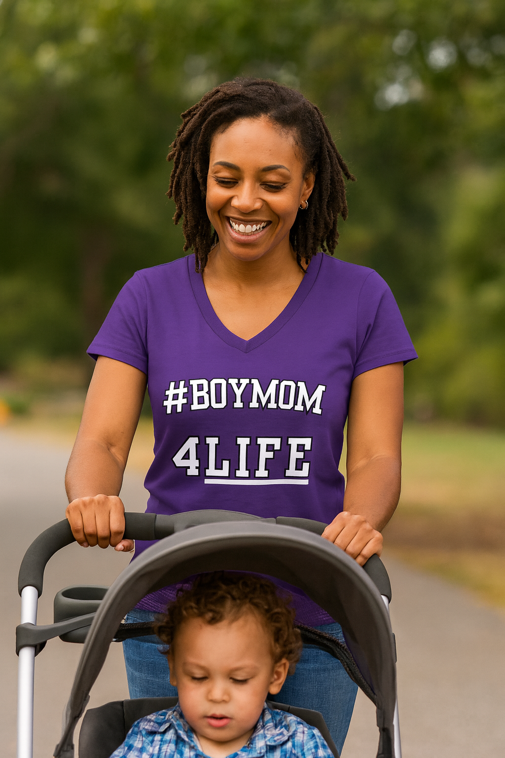 #BoyMom4Life V-Neck Tee