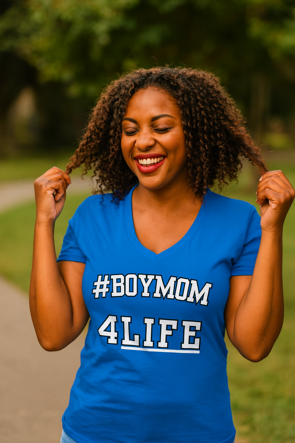 #BoyMom4Life V-Neck Tee