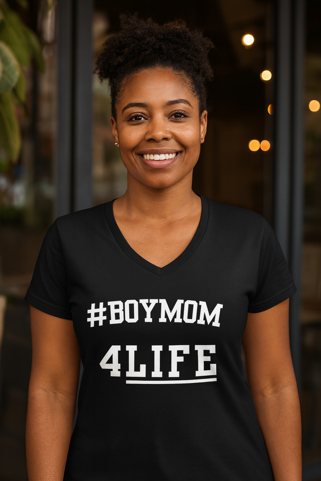 #BoyMom4Life V-Neck Tee