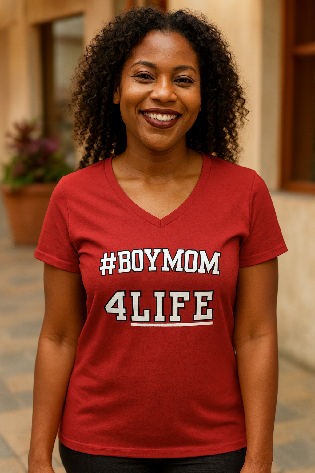 #BoyMom4Life V-Neck Tee