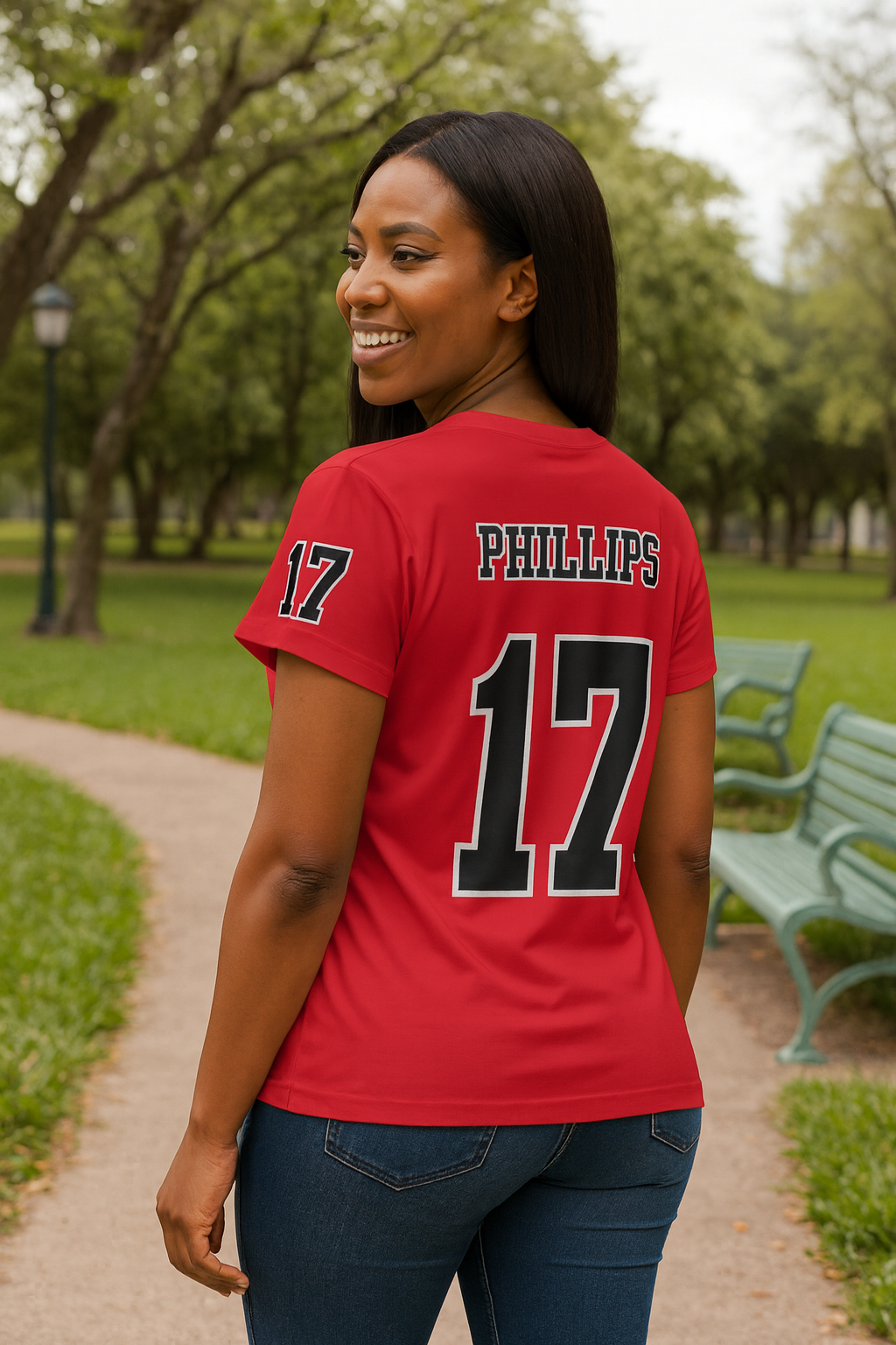 Women's Fan Jersey - Black & Red Tiger
