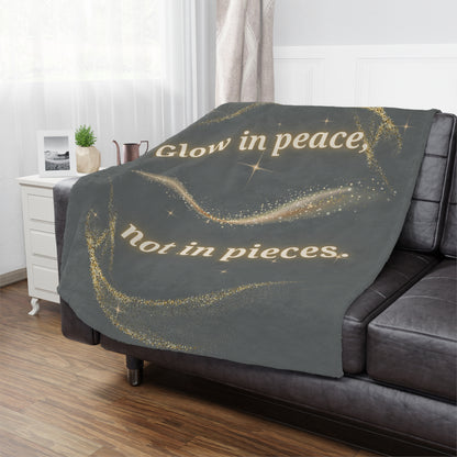 Glow in Peace™ Luxe Throw Blanket – Soft Minky Comfort for Meditation, Healing, Self-Care & Gifts – Charcoal Gray