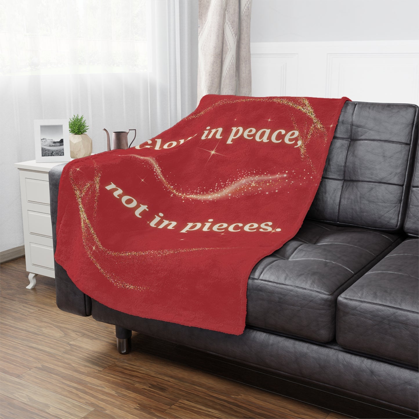 Glow in Peace™ Luxe Throw Blanket – Soft Minky Comfort for Meditation, Healing, Self-Care & Gifts – Deep Red
