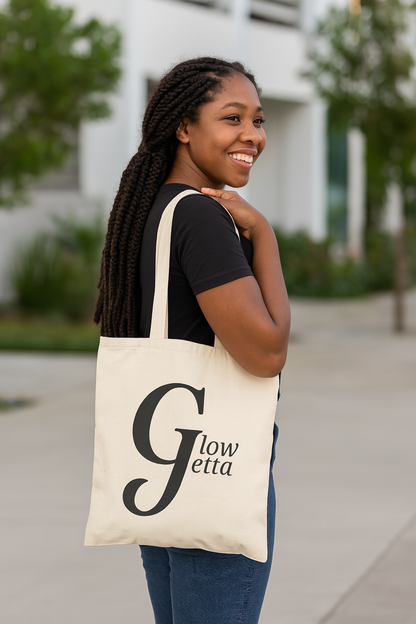 Glow Getta Tote Bag | Black-Owned Empowerment Bag | Reusable Canvas Bag for Women | Natural or Black | Gift for Her