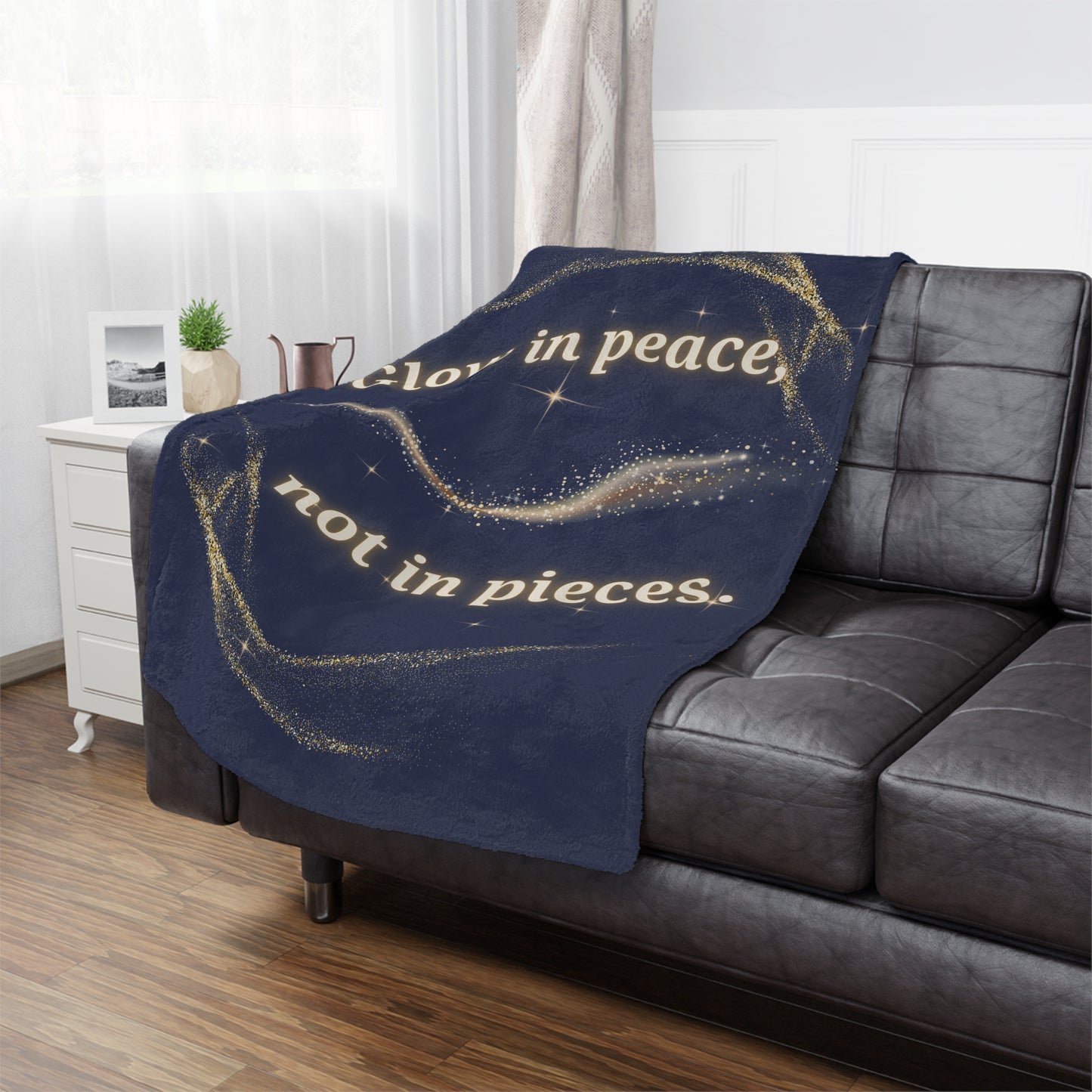 Glow in Peace™ Luxe Throw Blanket – Soft Minky Comfort for Meditation, Healing, Self-Care & Gifts – Navy Blue