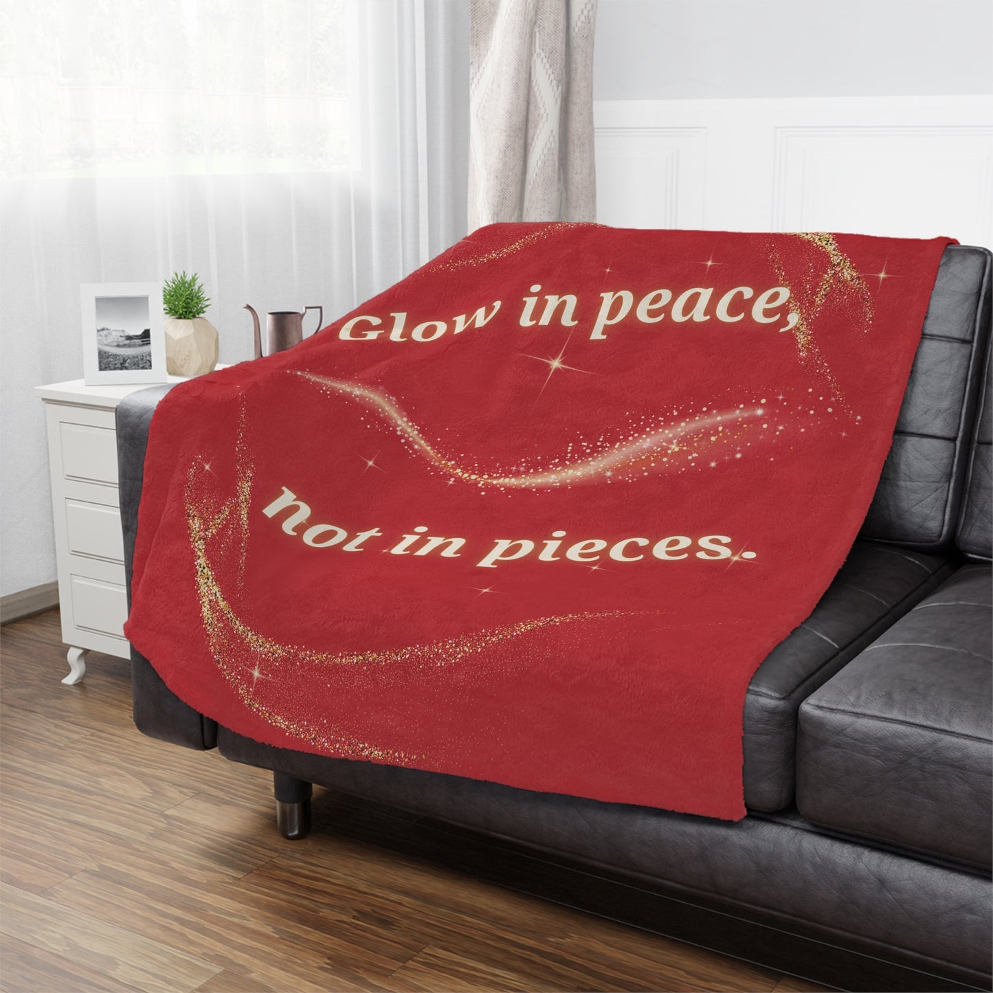 Glow in Peace™ Luxe Throw Blanket – Soft Minky Comfort for Meditation, Healing, Self-Care & Gifts – Deep Red