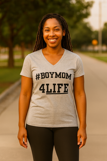 #BoyMom4Life V-Neck Tee