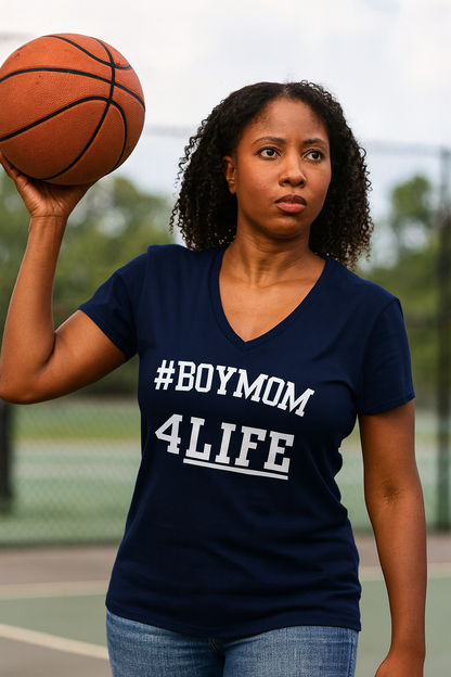 #BoyMom4Life V-Neck Tee