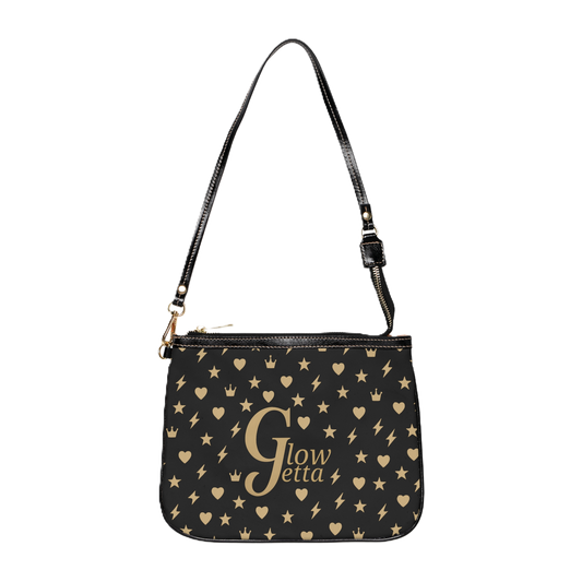Glow Getta Luxe Mini Tote – Black & Gold Shoulder Bag for Bold Moves & Brunch Dates