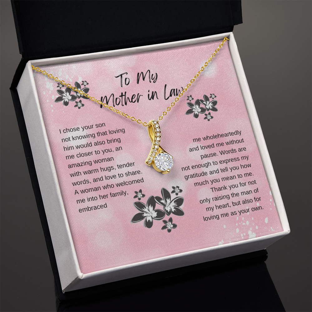 Elegant Ribbon Shaped Pendant for Mother-in-Law - Perfect Gift with Blessing Card & Box for Birthday, Valentine's, Mother's Day, Christmas