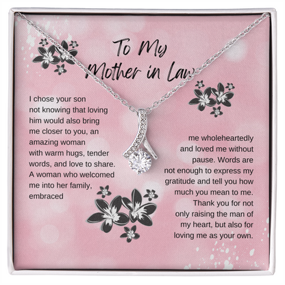 Elegant Ribbon Shaped Pendant for Mother-in-Law - Perfect Gift with Blessing Card & Box for Birthday, Valentine's, Mother's Day, Christmas