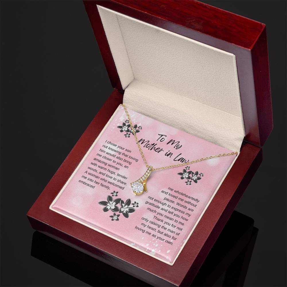 Elegant Ribbon Shaped Pendant for Mother-in-Law - Perfect Gift with Blessing Card & Box for Birthday, Valentine's, Mother's Day, Christmas