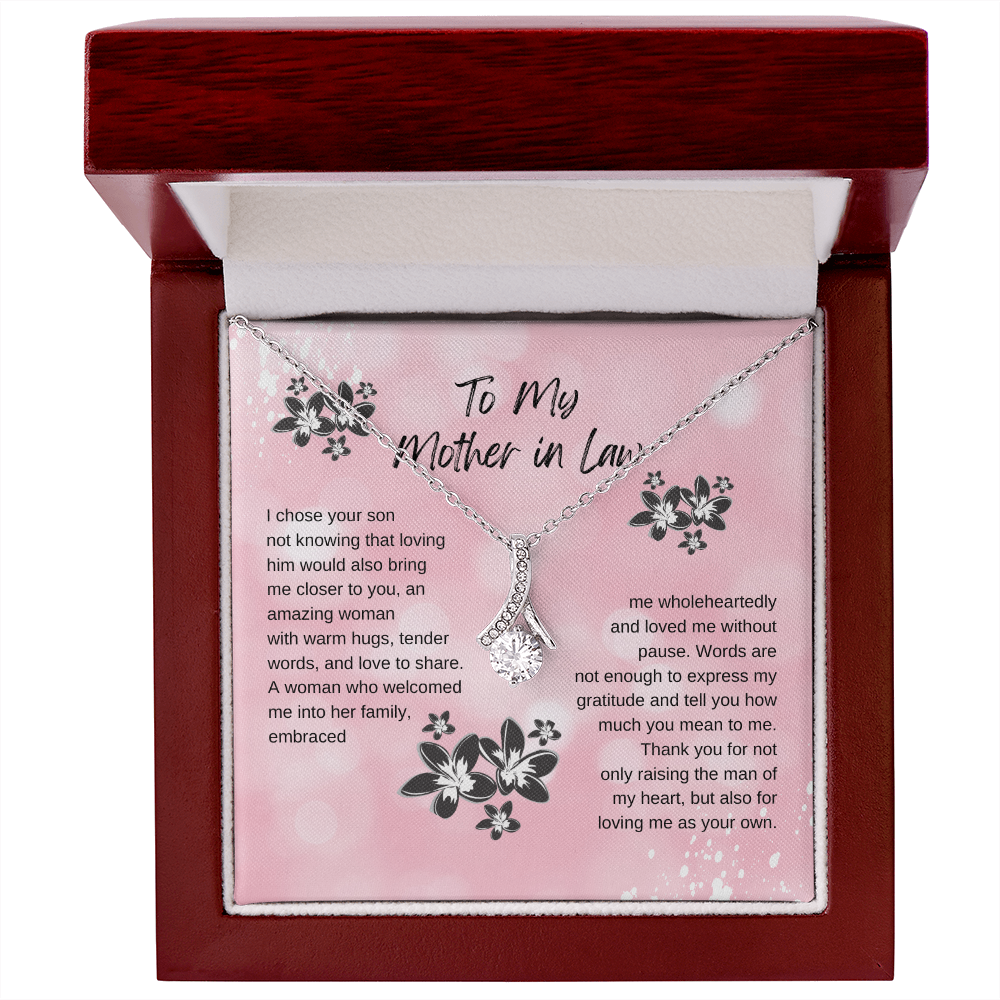 Elegant Ribbon Shaped Pendant for Mother-in-Law - Perfect Gift with Blessing Card & Box for Birthday, Valentine's, Mother's Day, Christmas